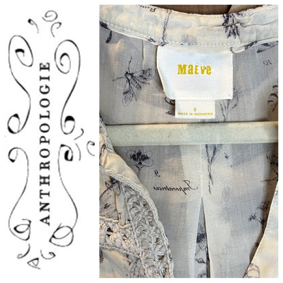 Anthropologie sheer blouse with unique floral print - Picture 3 of 9